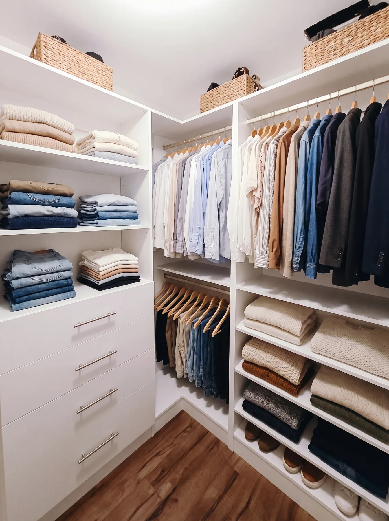 Lived-In Walk-In Closet with Balanced Storage — finished view 2