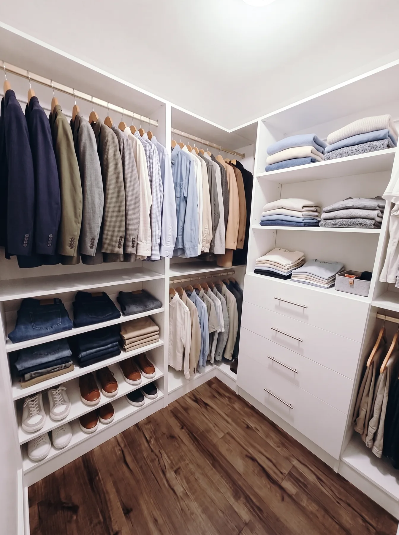 Lived-In Walk-In Closet with Balanced Storage — finished view 3