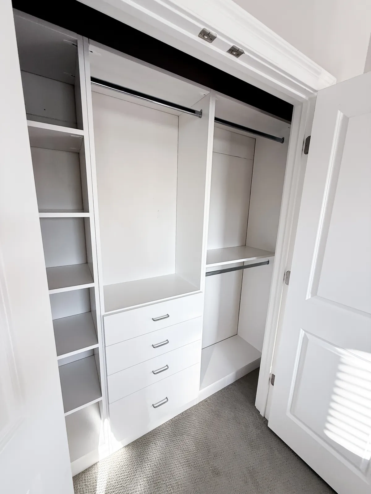 Bright Reach-In Closet with Drawer Storage — finished view 3