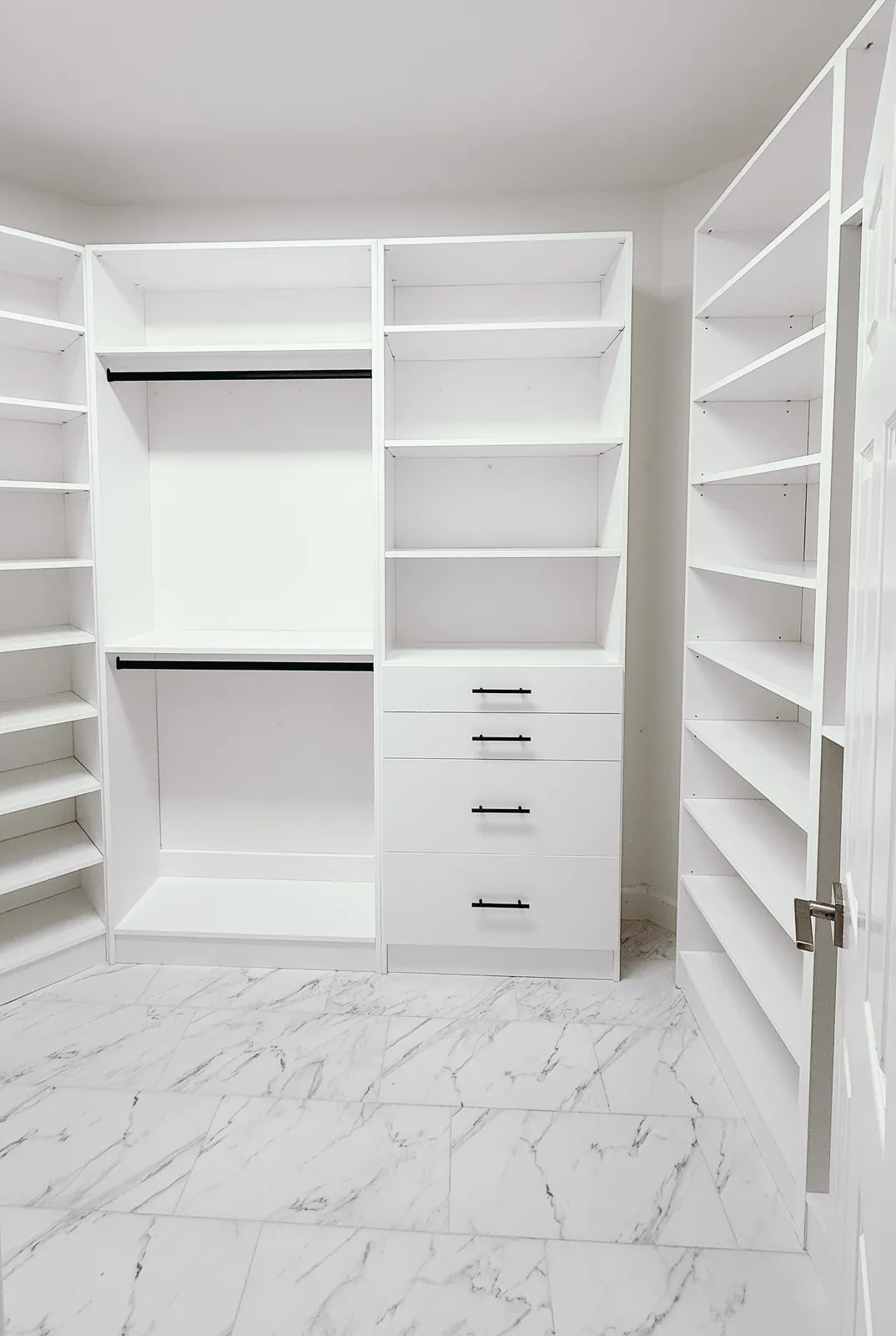 Walk-In Closet with Marble-Look Floor — finished view 1