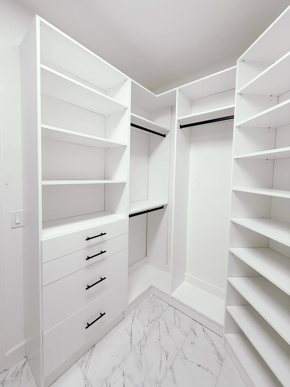 Walk-In Closet with Marble-Look Floor — finished view 3